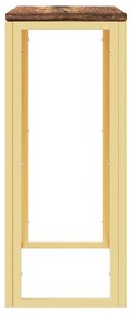 Mesa consola aço inoxidável/madeira recuperada maciça dourado