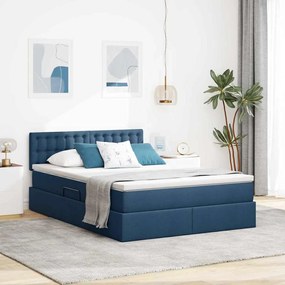 vidaXL Cama com arrumação e colchão com colchão Azul 140 x 190 cm