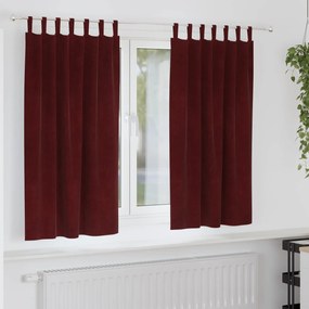 vidaXL Cortinas opacas 2 pcs Vinho Vermelho 140 x 175 cm Veludo