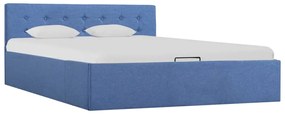 vidaXL Cama hidráulica com arrumação 140x200 cm tecido azul