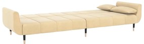 Sofá-cama 2 lugares com duas almofadas veludo cor creme