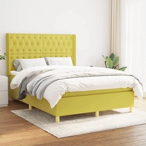 vidaXL Cama com molas/colchão 140x200 cm tecido verde