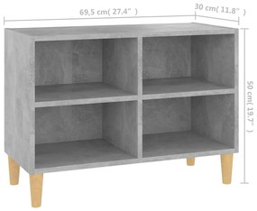 Móvel de TV pernas de madeira 69,5x30x50 cm cinzento cimento