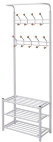 vidaXL Suporte para roupas com sapateira 68x32x182,5 cm branco