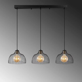 Candeeiro Suspenso Kozan – Preto Antigo – 101 x 28 x 46-126 cm