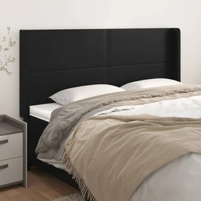 Cabeceira de cama c/ abas couro artif. 203x16x118/128 cm preto