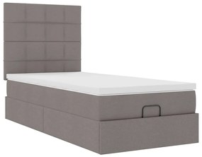Estrutura de cama otomana com colchão tecido cinzento 100x200cm