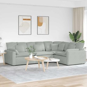 vidaXL Sofá modular com almofadas veludo cinzento-claro