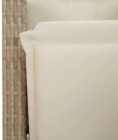 7 pcs conjunto de jantar p/ jardim com almofadões vime PE bege