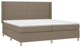 Cama box spring colchão/LED 200x200cm tecido cinza-acastanhado