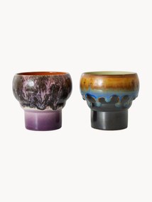 Canecas de cerâmica artesanal 70's, 2 uni.