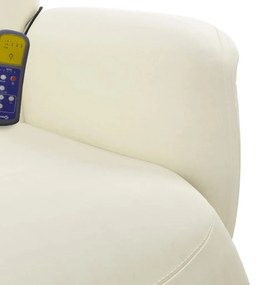 Cadeirão de massagens reclinável com apoio de pés veludo creme