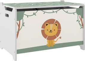 AIYAPLAY Baú Brinquedos Infantil 53 L Caixa de Arrumação Brinquedos com Tampa Rebatível e Pistão a Gás 60x37x39 cm Verde | Aosom Portugal
