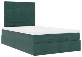 Estrutura de cama otomana com colchões verde escuro veludo