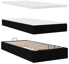 Estrutura de cama otomana com colchão 100x200cm tecido preto