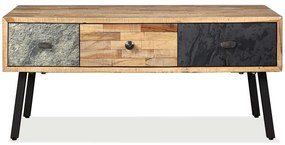 Mesa de centro teca maciça reciclada 90x65x40 cm