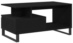 Mesa de Centro vidaXL Preto Carvalho 90x49x45 cm Madeira de Engenharia