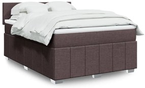 vidaXL Cama com molas/colchão 140x200 cm tecido castanho-escuro