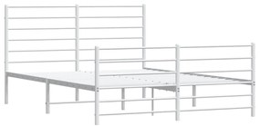 Estrutura de cama com cabeceira e pés 140x190 cm metal branco