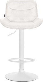 Banco alto em veludo com estrutura branca 85-106 x 49 x 51 cm cor creme