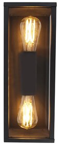 Candeeiro de parede industrial preto 38 cm 2 luzes IP44 - Charlois Design