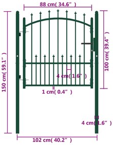 Portão para cerca com espetos 100x100 cm aço verde