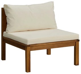 12 pcs conjunto lounge jardim c/ almofadões creme acácia maciça