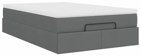 Estrutura cama otomana colchão 120x200cm tecido cinzento escuro
