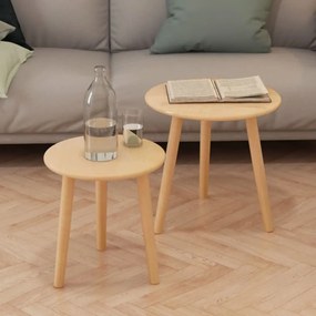 vidaXL Conjunto mesas de apoio 2 pcs pinho maciço castanho