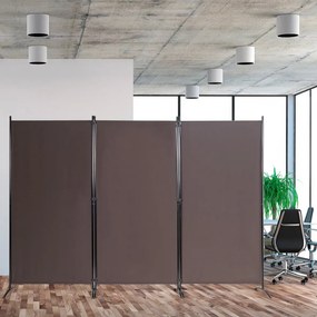 Biombo de 3 painéis Tela dobrável Tela de privacidade para escritório, casa de banho, quarto de dormir 260 x 183 cm Castanho