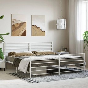 Estrutura de cama com cabeceira e pés 180x200 cm metal branco