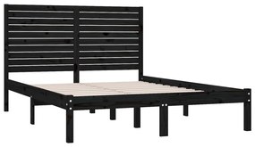 Estrutura de cama king 150x200 cm madeira maciça preto