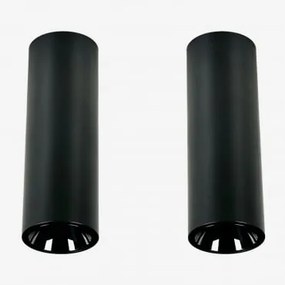 Pack De 2 Apliques De Teto Led De Superfície Redondos Ø5,7 Cm Para Exterior Em Alumínio Luisiana Branco Cálido 2700k & Preto & 6 W & 38º - Sklum