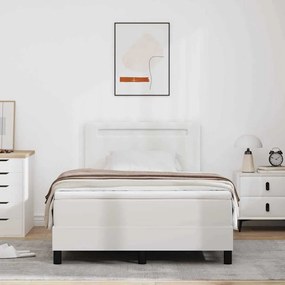 Cama Box com Colchão Branca, 120 x 200 cm, em Couro Sintético