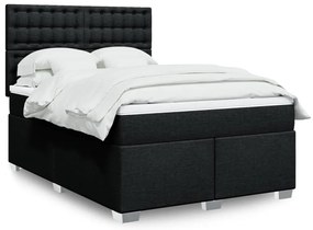 Cama com molas/colchão 140x200 cm tecido preto
