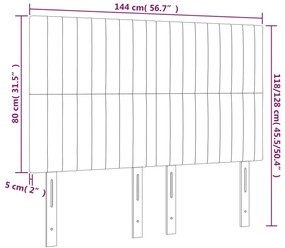 Cabeceira cama c/ luzes LED veludo 144x5x118/128cm cinza-claro