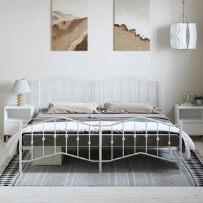 Estrutura de cama com cabeceira e pés 193x203 cm metal branco