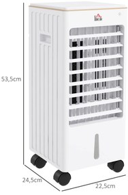 Climatizador Refrigerador de Ar Portátil 3 em 1 Humidificador Ventoinha com 3 Velocidades Temporizador 22,5x24,5x54 cm Branco