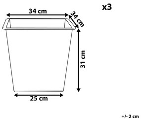 Conjunto de 3 vasos 34 x 34 x 31 cm pretos BALZO Beliani