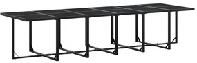17 pcs conjunto de jantar p/ jardim c/ almofadões vime PE preto