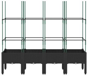 Vaso/floreira de jardim c/ treliça 160x40x142,5 cm PP preto