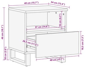 Mesas de cabeceira 2 pcs 40x34x46cm mangueira branqueada maciça