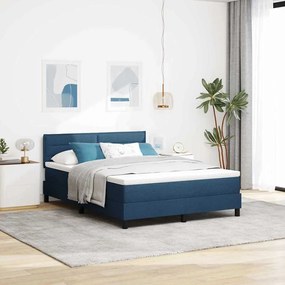vidaXL Cama Box Spring com Colchão Azul 140x190 cm Tecido