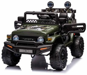 Carro elétrico para crianças TOYOTA FJ CRUISER com tração traseira 12 V, chassis alto, banco largo, suspensão do eixo traseiro, luzes LED, controlo re