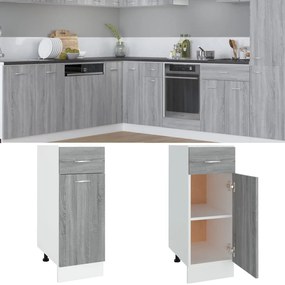 815568 vidaXL Armário inferior +gavetas 30x46x81,5cm madeira processada cinza