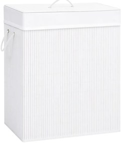 Cesto para roupa suja c/ secção única 83 L bambu branco