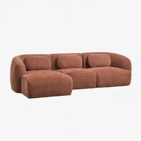 Sofá Modular Chaise Longue Esquerdo De 3 Peças Em Chenille Coquette Chenille Castanho Ferrugem - Sklum