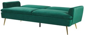 Sofá-cama de 3 lugares em veludo verde escuro VETTRE Beliani