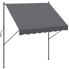 Outsunny Toldo Manual Retrátil 200x170x200-290cm Toldo Ajustável com Manivela Proteção Solar UV40+ para Varanda Jardim Cinza