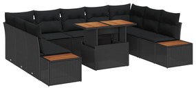 vidaXL Conjunto de Jantar para Jardim Manual 10 pcs Preto e Marrom